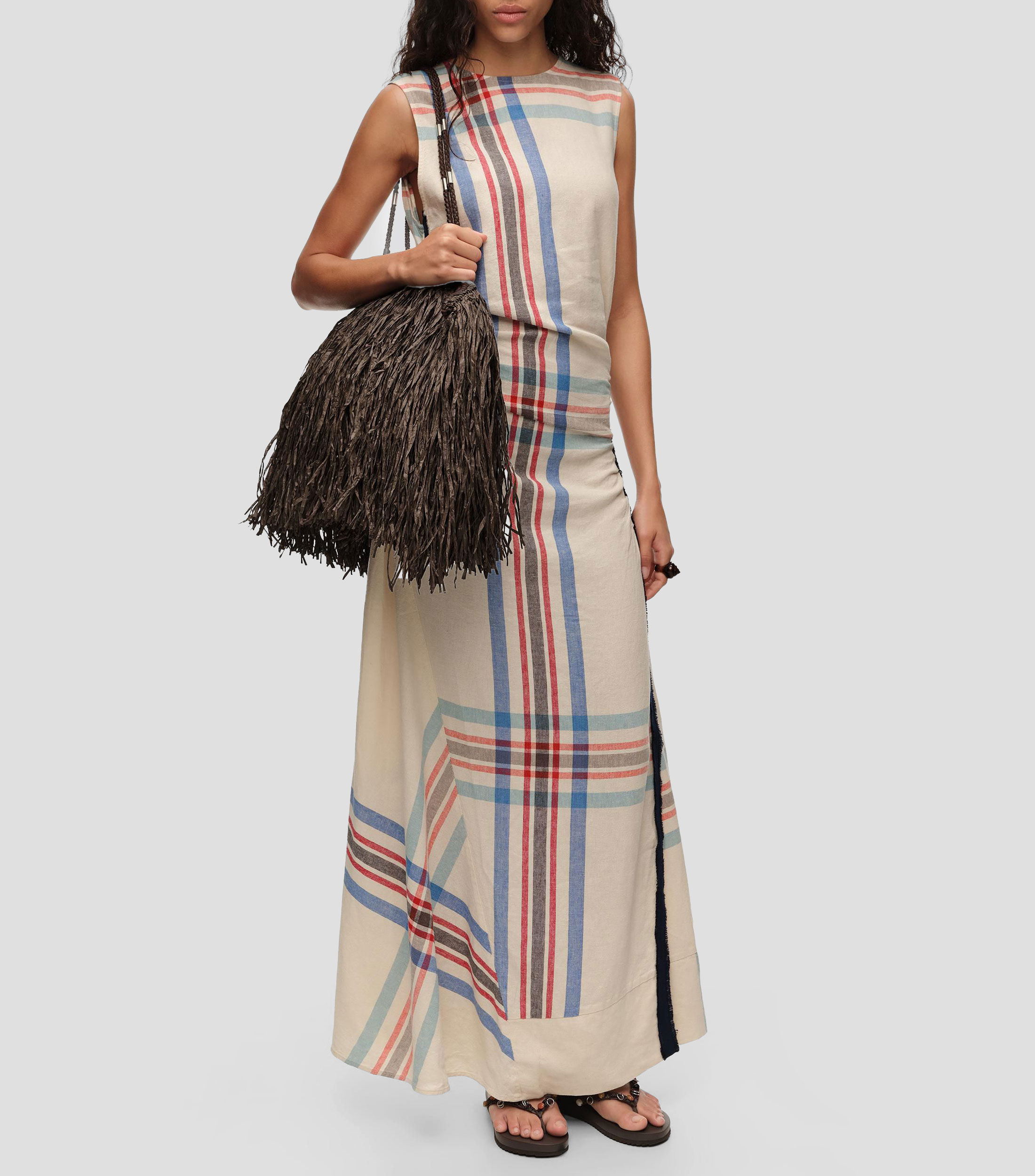 Vestido largo a rayas Mujer
